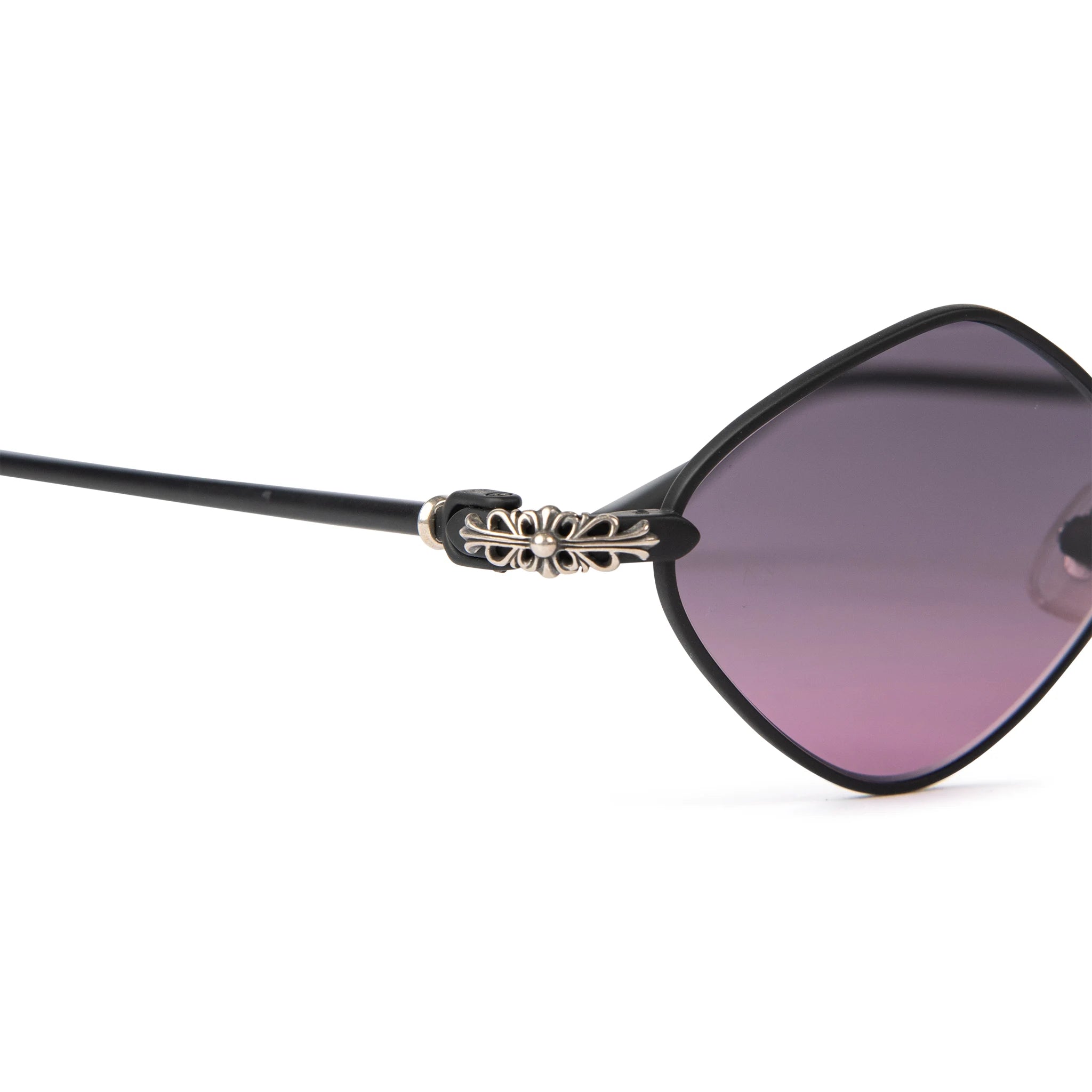 Corner view of Chrome Hearts Diamond Dog Matte Black Sunglasses